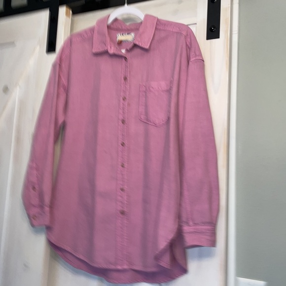 Anthropologie Pilco S Pink Oversized Cotton Linen Button Down Blouse Worn Once - Picture 11 of 13